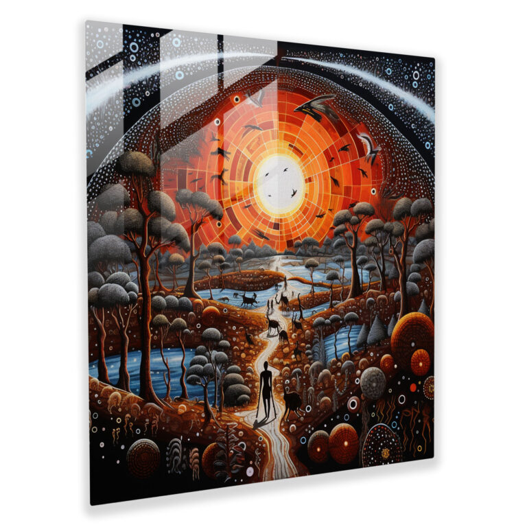 Ancestral Legends Glass Print - Aboriginal, Storytelling, Mesmerizing Details, Modern Art