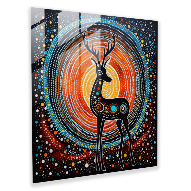 Aboriginal Dot Painting Glass Wall Art - Aboriginal, Home Decoration, Glass Art, Aboriginal