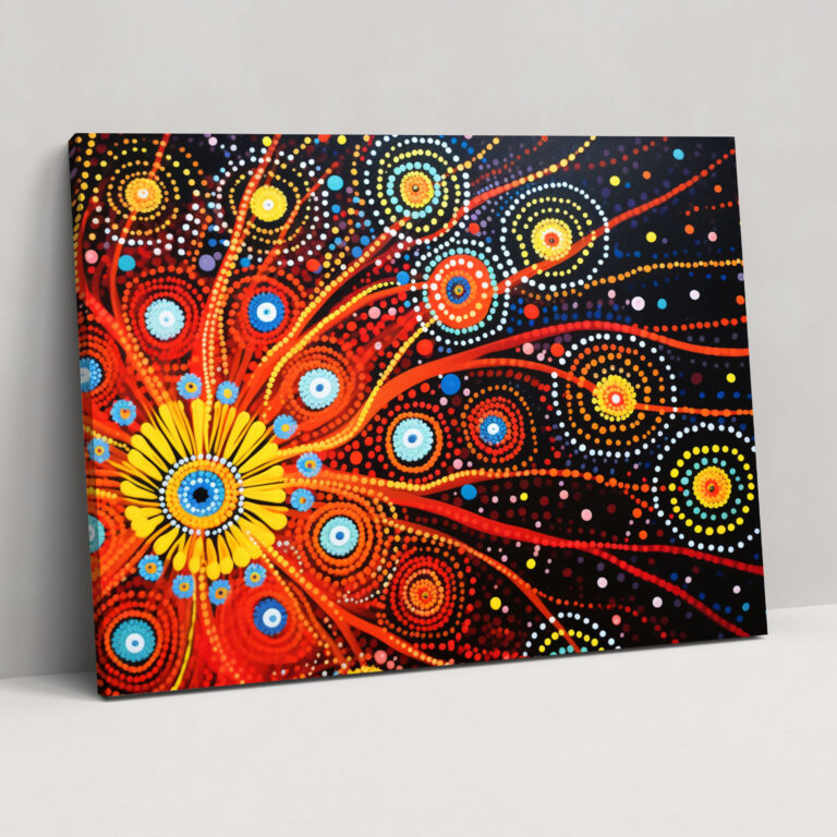 Aboriginal Canvas Print - Traditional Dot Painting - Aborginal, Home Decoration, Dreamtime Stories, Aboriginal
