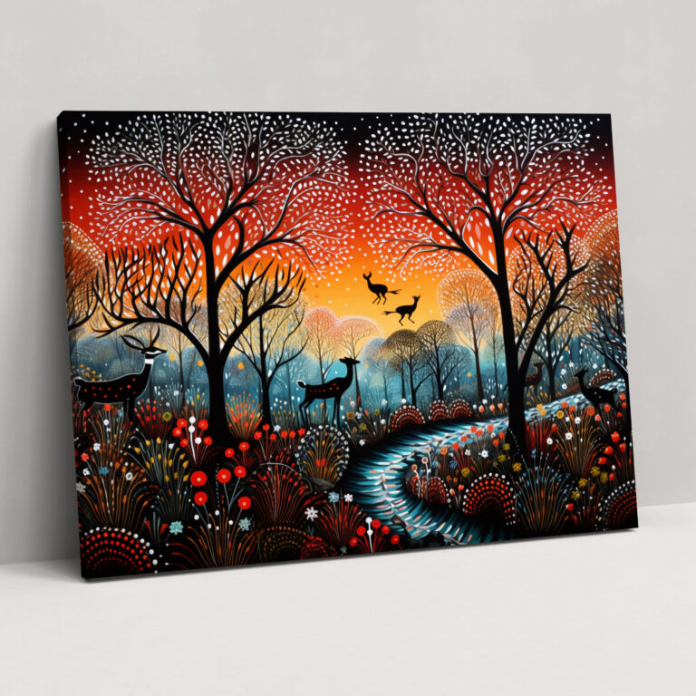 Aboriginal Canvas Print: Bush Animals - Aborginal, Dot Painting, Canvas, Bush Animals