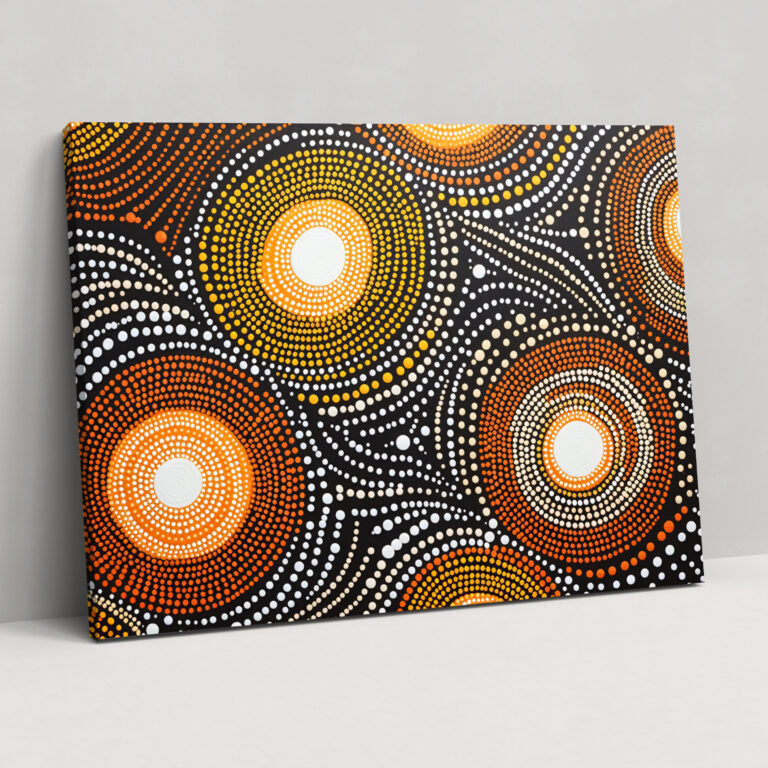 Contemporary Aboriginal Canvas Print - Aborginal, Harmonious Composition, Dot Painting, Contemporary Art