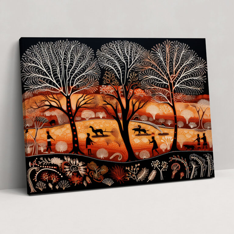 Traditional Aboriginal Wall Art - Aborginal, Wall Decoration, Indigenous Knowledge, Canvas