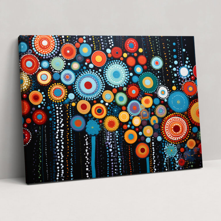 Contemporary Aboriginal Canvas Print - Aborginal, Modern Color Palette, Wall Decoration, Wall Art