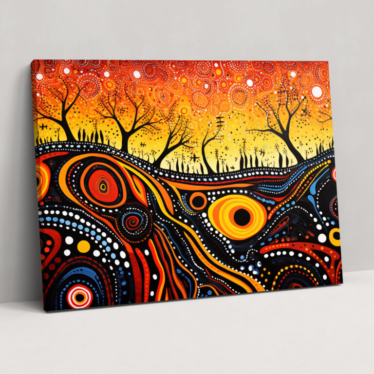 Aboriginal-Inspired Abstract Canvas Print - Aborginal, Wall Art, Traditional Symbolism, Aboriginal