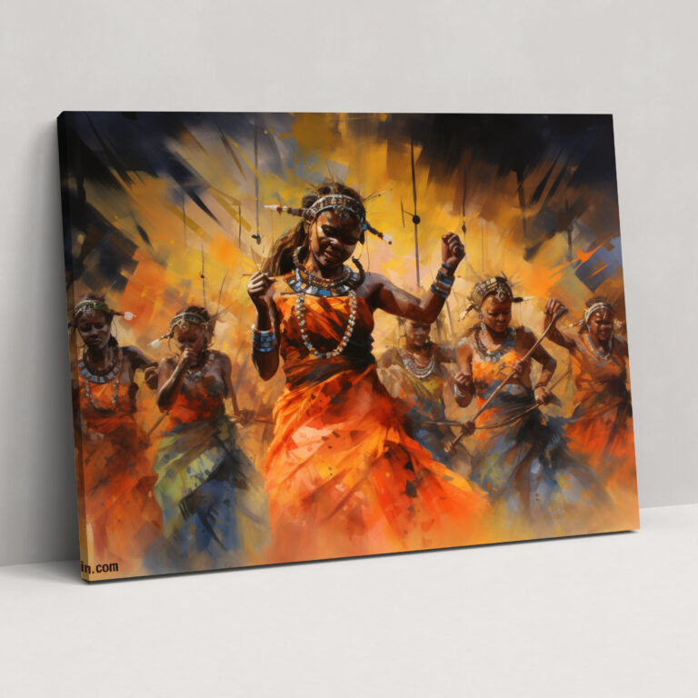 Aboriginal Canvas Print - Colorful Body Painted Dancers In Ceremony - Aborginal, Home Decoration, Aboriginal Ceremony, Canvas