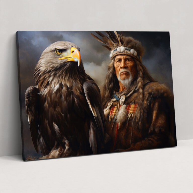 Aboriginal Wildlife Eagle Canvas Print - Aborginal, Indigenous Wildlife Portrait, Aboriginal, Majestic Eagle