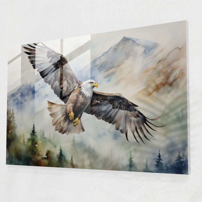 Aboriginal Eagle Glass Print - Aborginal, Serene, Aboriginal, Peaceful