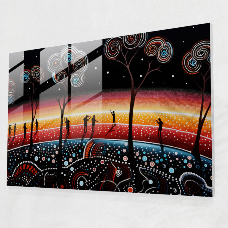 Dreamtime Glass Print - Spiritual Connection To Land And Ancestors - Aborginal, Ancestors, Glass Print, Cultural Appreciation
