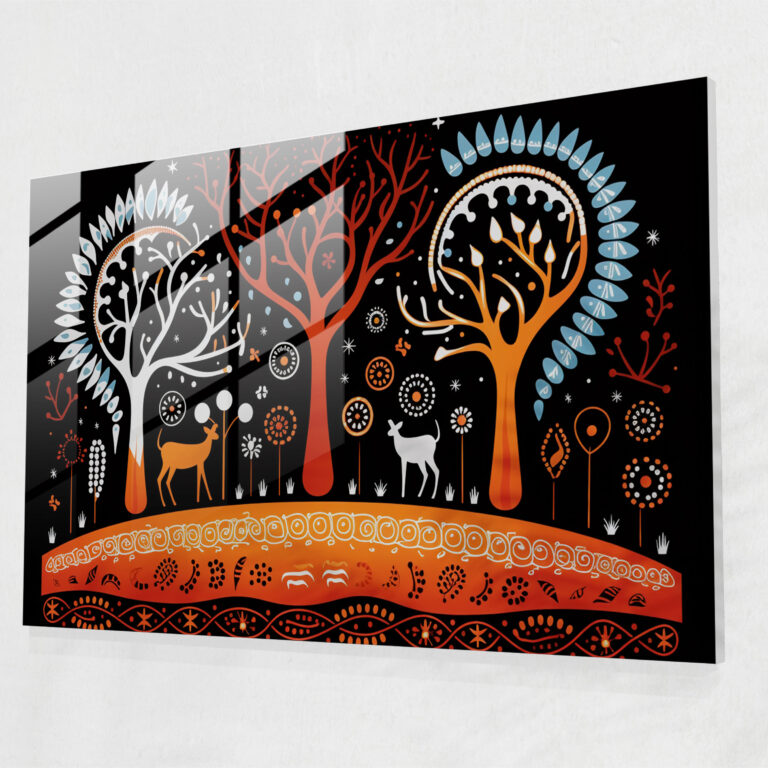 Indigenous Australian Inspired Glass Wall Art - Aborginal, Ancestral Spirits, Aboriginal, Glass Art