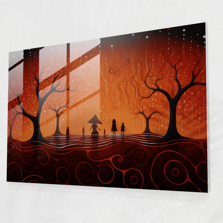 Dreamtime Inspired Aboriginal Glass Print - Aborginal, Wall Decoration, Ancestral Spirits, Aboriginal