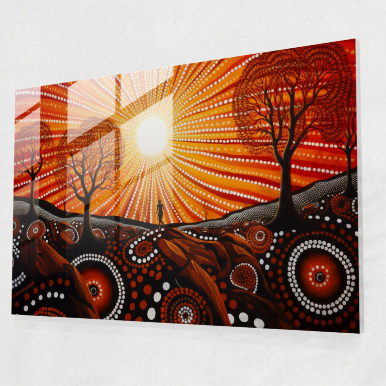 Indigenous Australian Art Glass Wall Art - Aborginal, Wall Decoration, Dreamtime, Indigenous Australian Art
