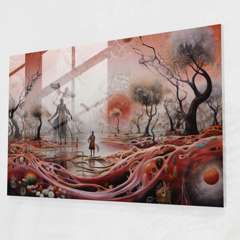 Surreal Aboriginal Glass Print - Spirit World - Aborginal, Glass Wall Art, Glass Art, Wall Decoration