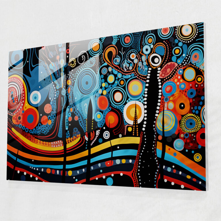 Contemporary Aboriginal Glass Print - Aborginal, Interpretation, Cultural Symbols, Traditional Styles