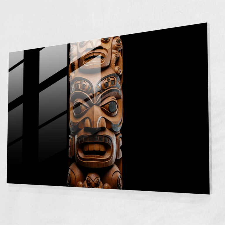Aboriginal Wood Carving Glass Wall Art - Aborginal, Aboriginal, Wall Decoration, Heritage
