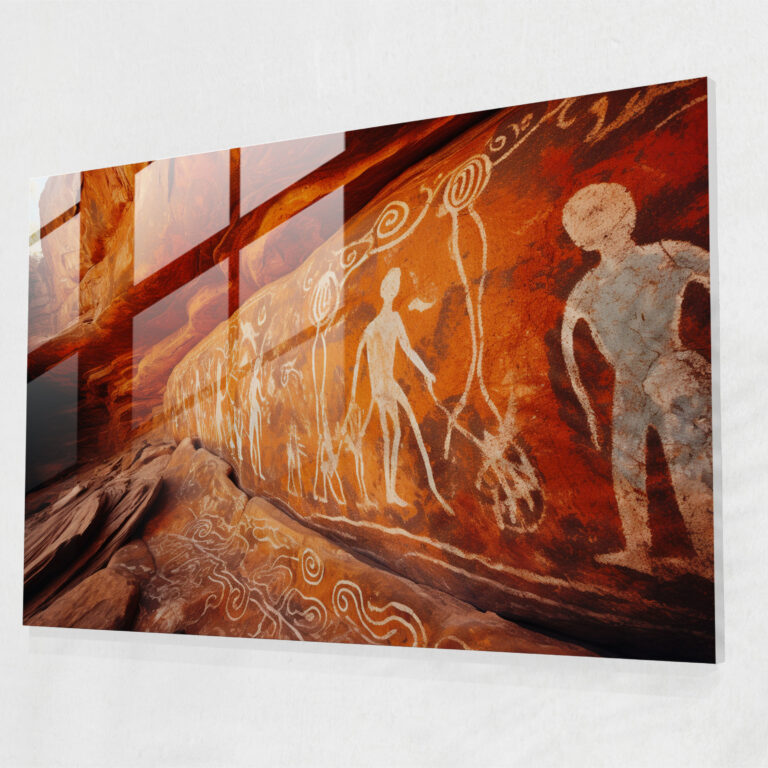 Aboriginal Rock Art Glass Print - Aborginal, Home Decoration, Rock Art, Aboriginal