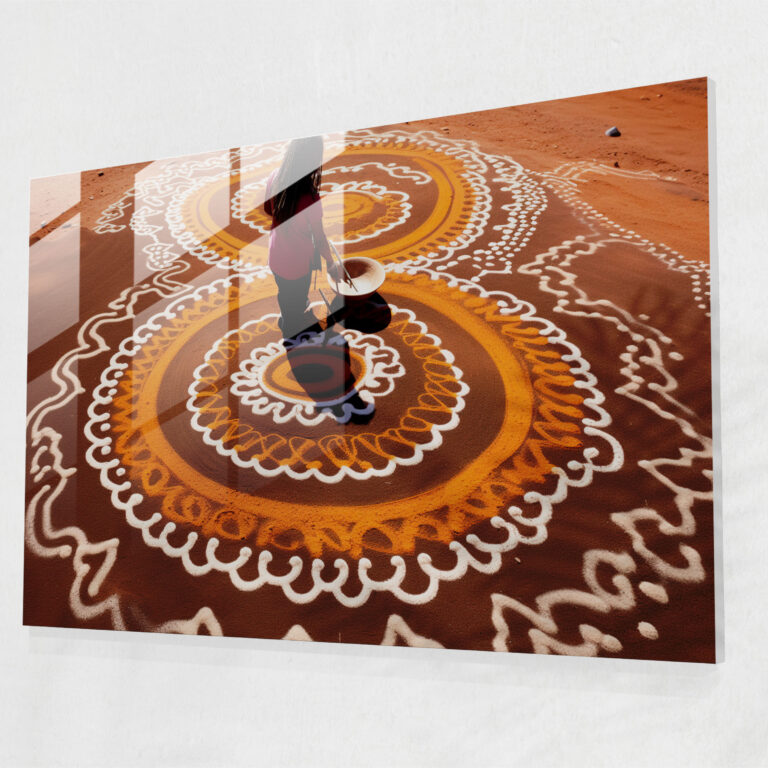 Aboriginal Sand Painting Glass Print - Aborginal, Glass Art, Captivating Addition, Aboriginal