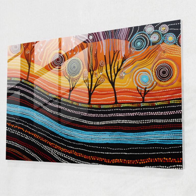 Traditional Aboriginal Weaving Glass Wall Art - Aborginal, Modern Art, Traditional Weaving, Appreciates Modern Art
