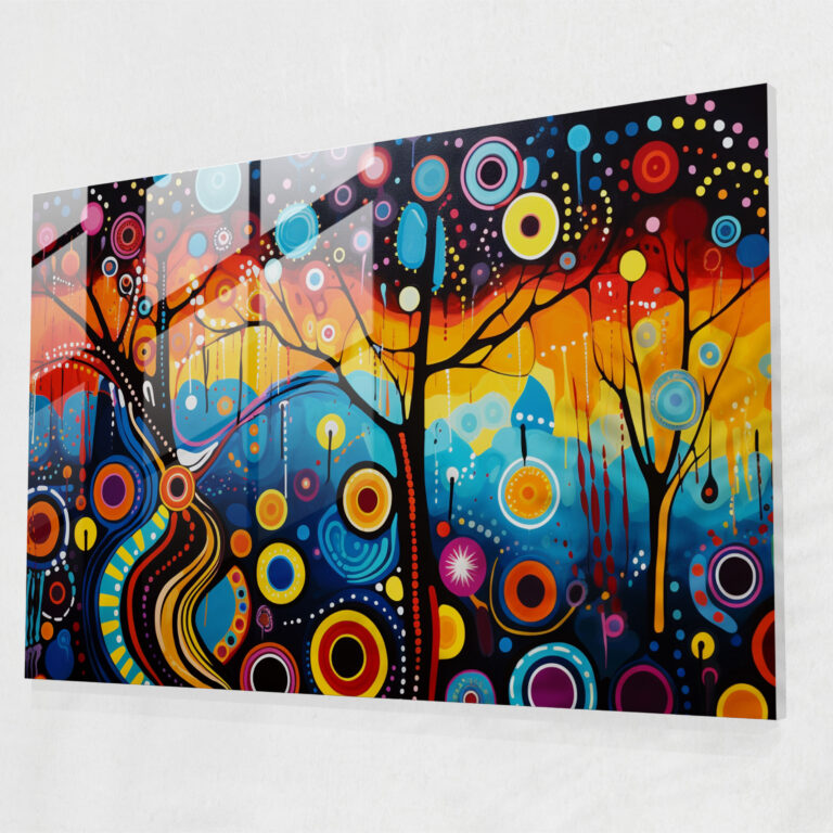 Aboriginal Glass Print - Colorful Abstract Creation - Aborginal, Aboriginal, Abstract Art, Contemporary Painting