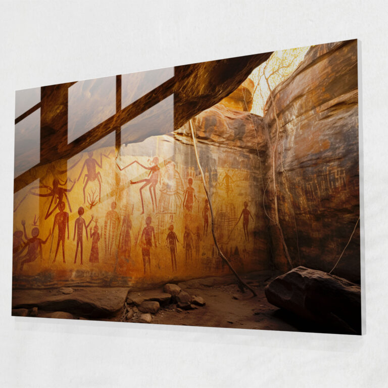 Aboriginal Glass Print: Ancient Rock Art - Aborginal, Glass Art, Cave Paintings, Ancient Culture