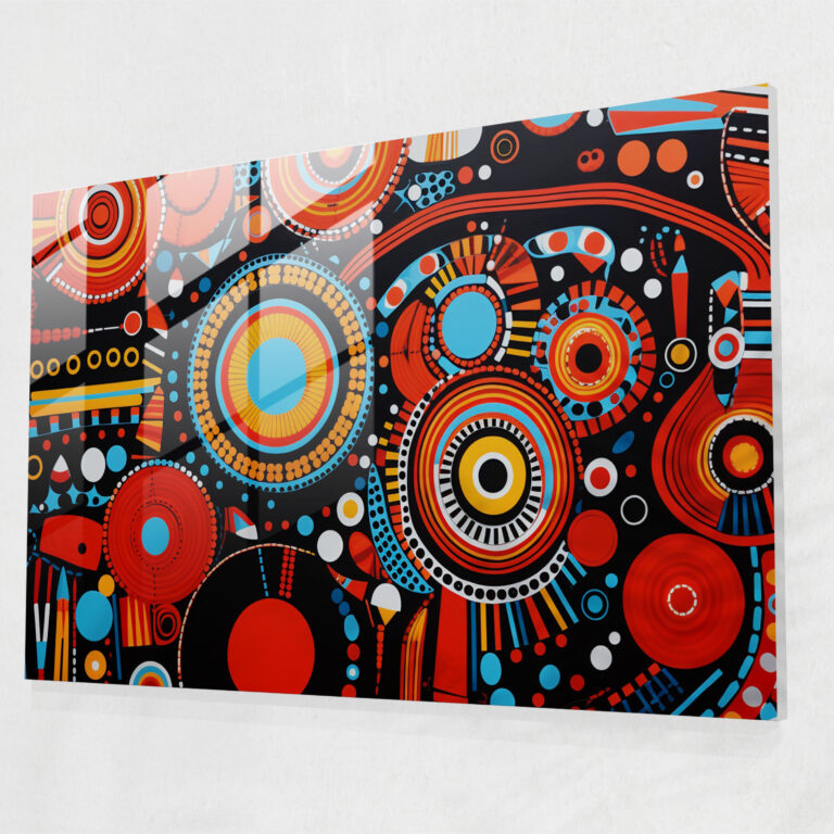 Aboriginal Glass Wall Art: Cultural Duality - Aborginal, Wall Decoration, Cultural Heritage, Aboriginal-Inspired