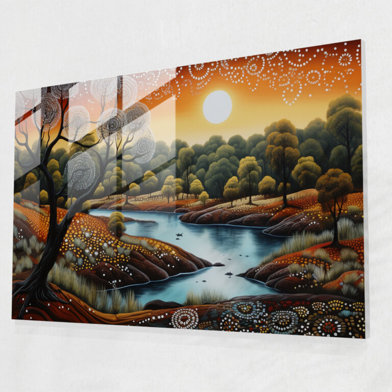 Aboriginal Dot Painting Glass Print - Aborginal, Wall Decoration, Dot Painting, Glass Print