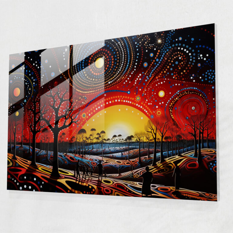 Aboriginal Dreamtime Glass Wall Art - Aborginal, Aboriginal, Wall Decoration, Modern Art