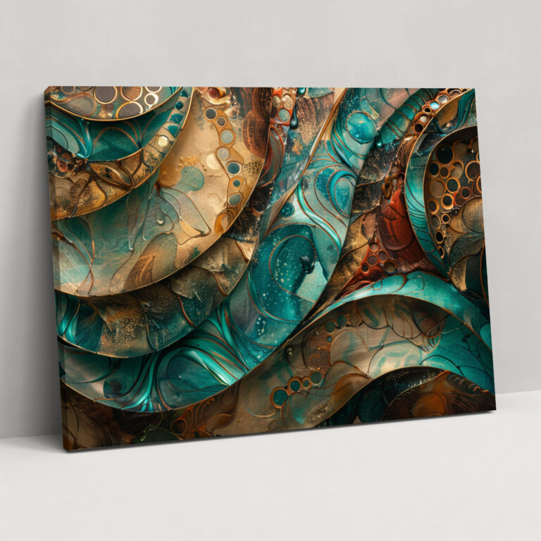 Metallic Abstract Art Canvas Print - Abstract Art, Abstract Art, Intricate Patterns, Luxury Decor