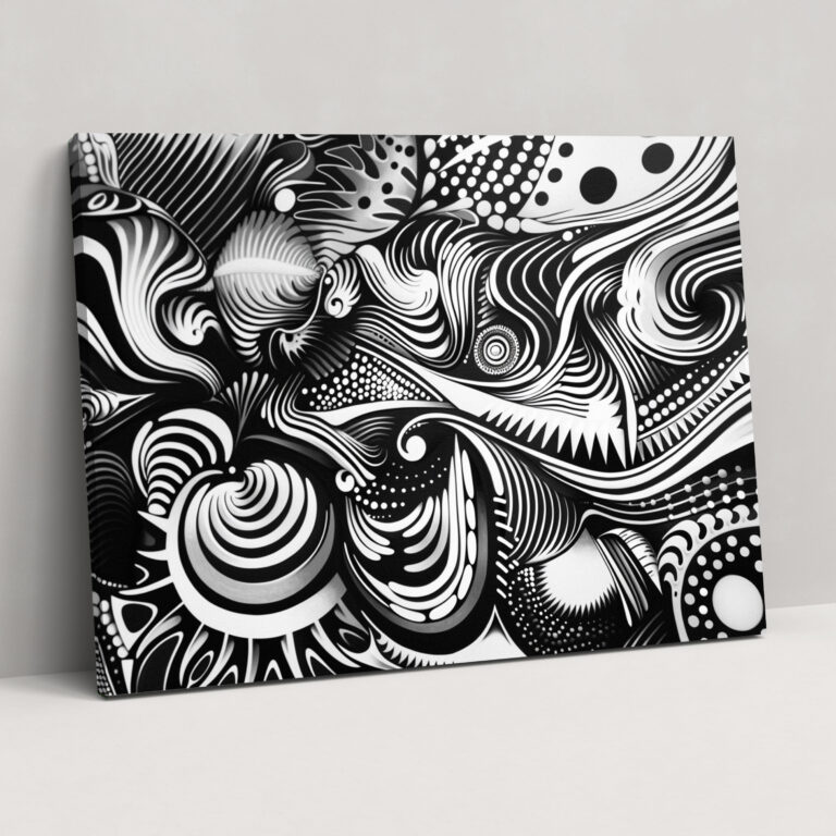 Black And White Abstract Art Canvas Print - Abstract Art, Intricate Patterns, Canvas, Wall Decoration