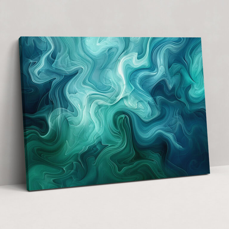 Blue And Green Swirling Patterns Abstract Art Wall Decoration - Abstract Art, Canvas Wall Art, Home Decoration, Wall Decoration
