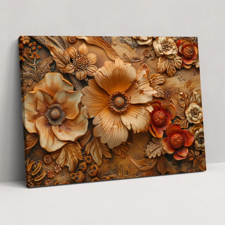 Floral Patterns In Warm Colors Abstract Art Wall Decoration - Abstract Art, Home Decoration, Canvas Wall Art, Wall Decoration