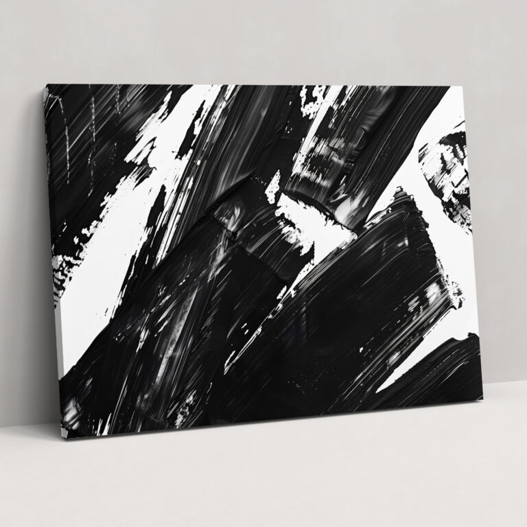 Black And White Brush Strokes Abstract Art Wall Art - Abstract Art, Canvas, Wall Art, Canvas Wall Art