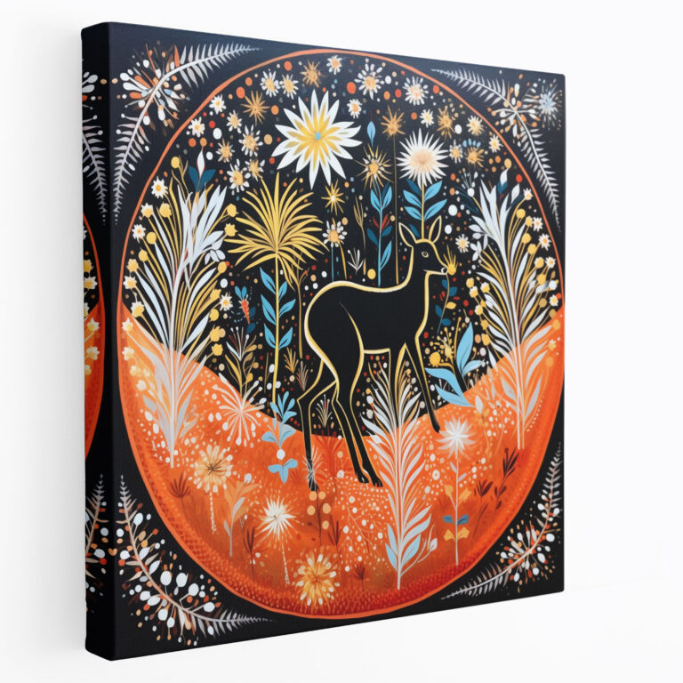 Aboriginal Kangaroo Canvas Print - Aboriginal, Wall Art, Dot Art, Home Decoration