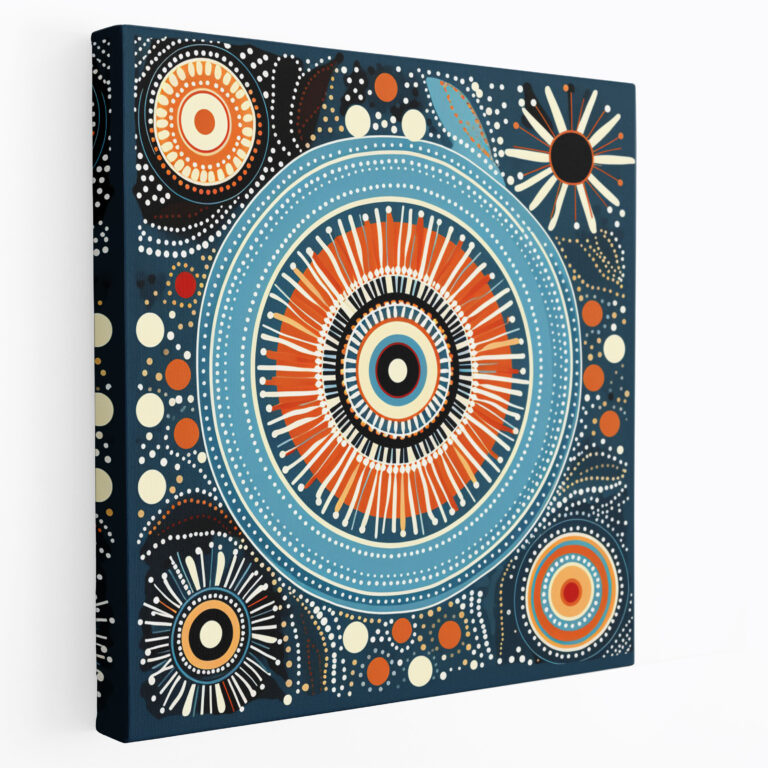 Dreamtime-Inspired Tapestry - Aboriginal, Symbols, Tapestry, Geometric Patterns