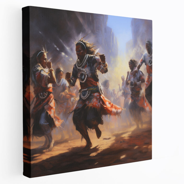 Dynamic Aboriginal Dance Canvas Print - Aboriginal, Home Decoration, Canvas Wall Art, Wall Decoration