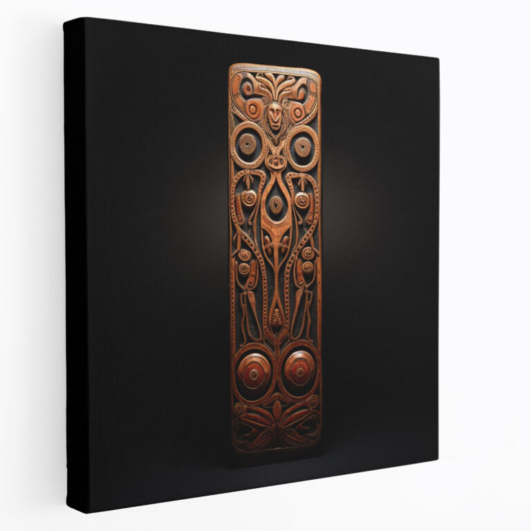 Traditional Aboriginal Woodcarving Canvas Print - Ancestral Spirits Wall Art - Aboriginal, Earthy Hues, Aboriginal, Wall Decoration
