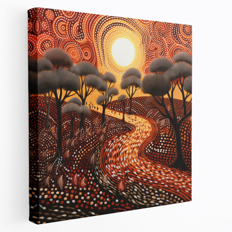 Traditional Aboriginal Wall Art: Bushfire - Aboriginal, Wall Decoration, Canvas Print, Wall Art