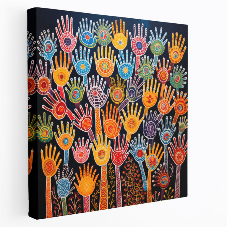 Aboriginal Handprint Wall Art: Cultural Identity - Aboriginal, Handprint Painting, Cultural Identity, Vibrant Colors
