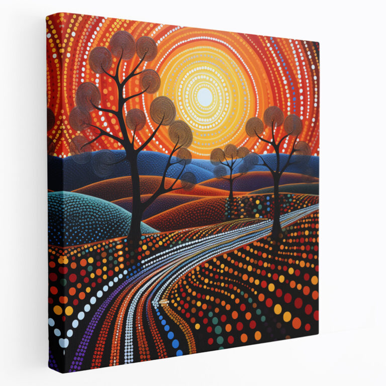 Aboriginal Dot Painting Canvas Print - Aboriginal, Canvas, Wall Art, Wall Decoration