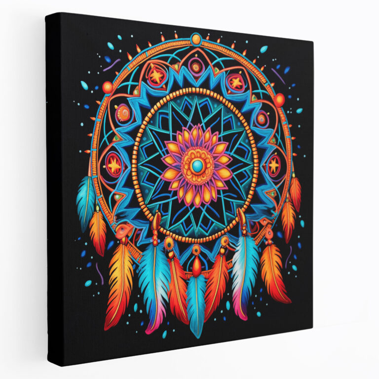 Aboriginal Dreamcatcher Wall Art - Aboriginal, Vibrant Colors, Canvas Wall Art, Symbol Of Protection