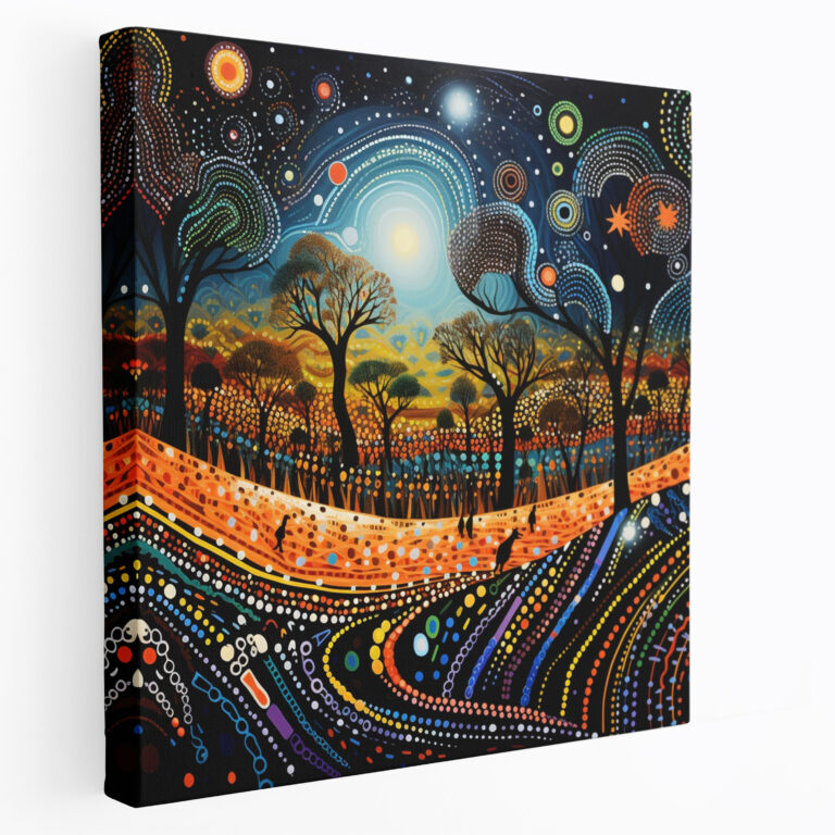 Abstract Aboriginal Art Canvas Print - Dreamtime Story - Aboriginal, Dreamtime Story, Wall Art, Intricate Patterns