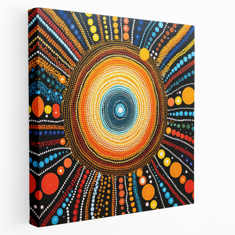 Indigenous Aboriginal Dot Art Canvas Print - Spiritual Journey - Aboriginal, Canvas, Symbolic Colors, Aboriginal
