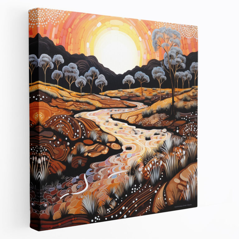 Aboriginal Landscape Wall Art - Serene Nature - Aboriginal, Landscape Painting, Gentle Brushstrokes, Aboriginal Landscape