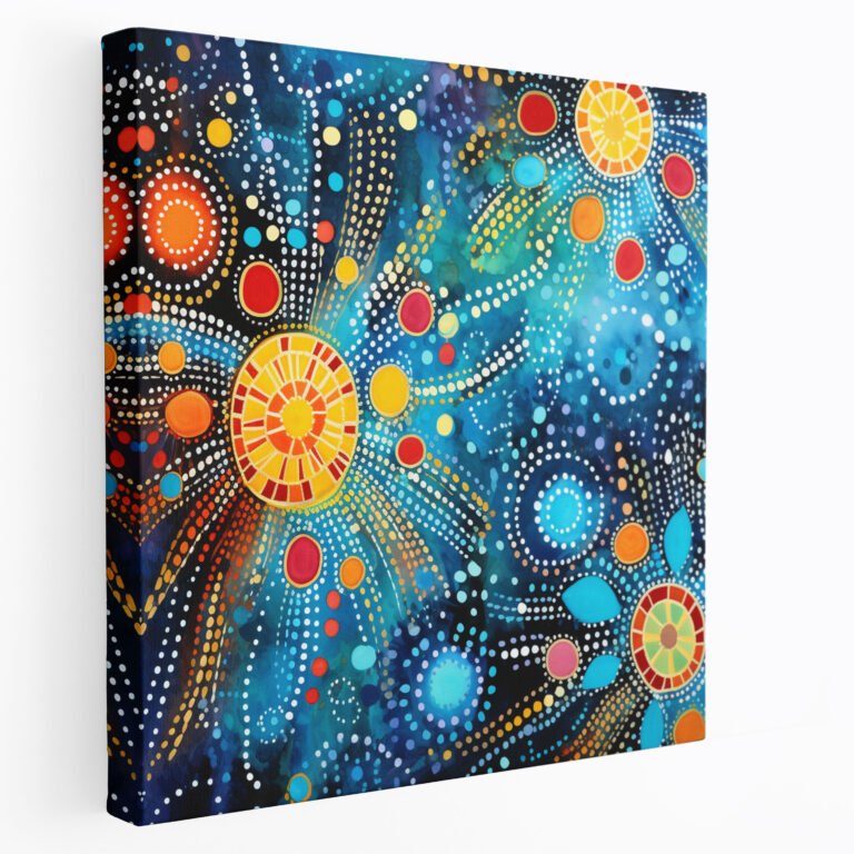 Aboriginal Canvas Print - Vibrant Patterns - Aboriginal, Canvas Print, Aboriginal, Wall Art
