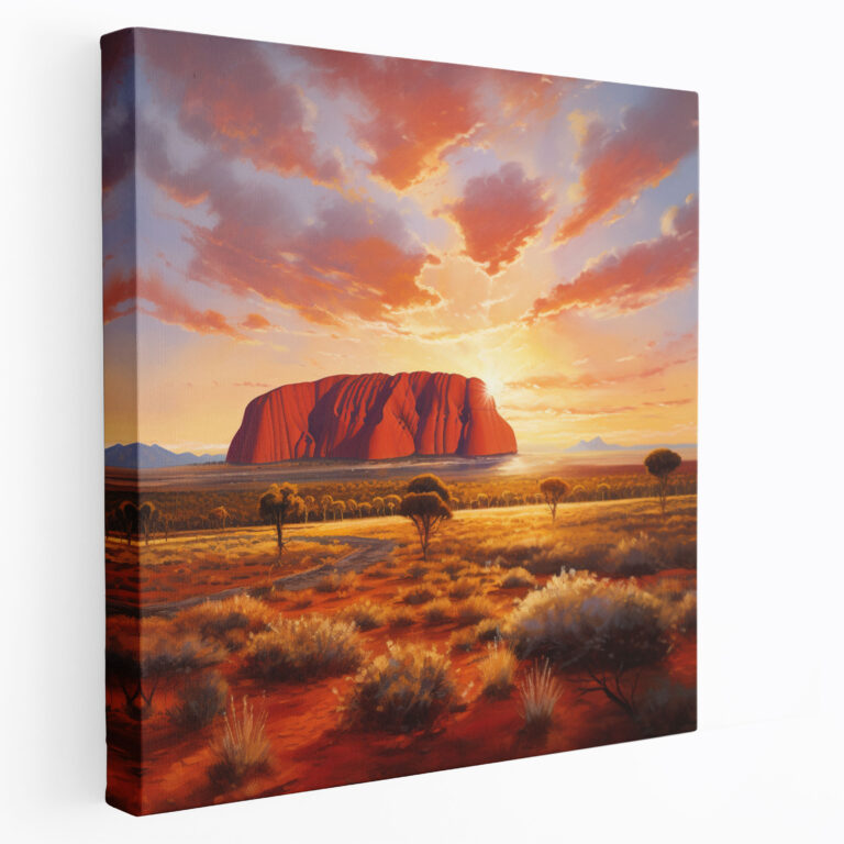 Aboriginal Wall Art - Uluru Sunset - Aboriginal, Sunset, Uluru, Canvas Wall Art