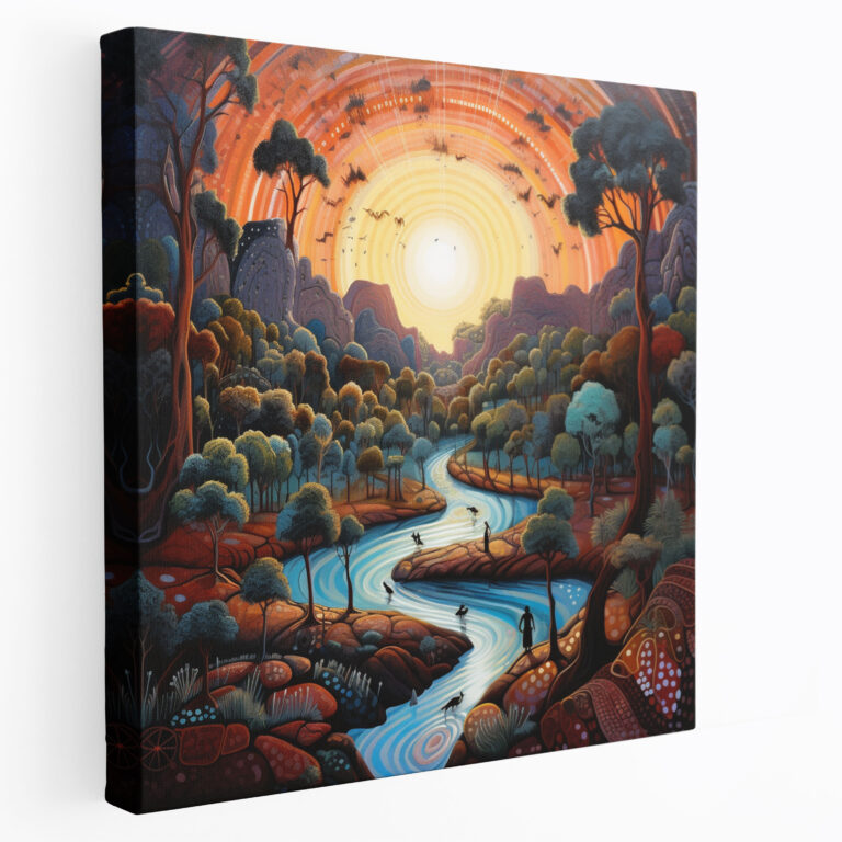 Aboriginal Wall Art - Mystical Landscape - Aboriginal, Canvas, Aboriginal Stories, Mystical Landscape