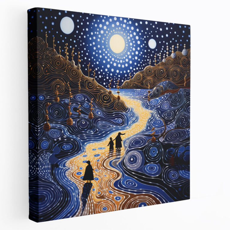 Aboriginal Canvas Print Wall Decoration - Land And Water Harmony - Aboriginal, Home Decoration, Canvas Wall Art, Traditional Paintings