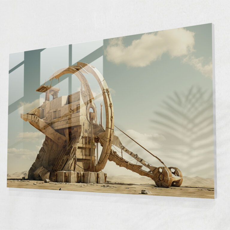 Futuristic Catapult Glass Print - Ancient Weapons, Modern Art, Glass Wall Art, Glass Art