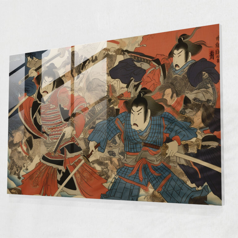 Samurai Weapons Glass Print - Ancient Weapons, Wall Decoration, Japanese Woodblock Print, Ancient Weapons