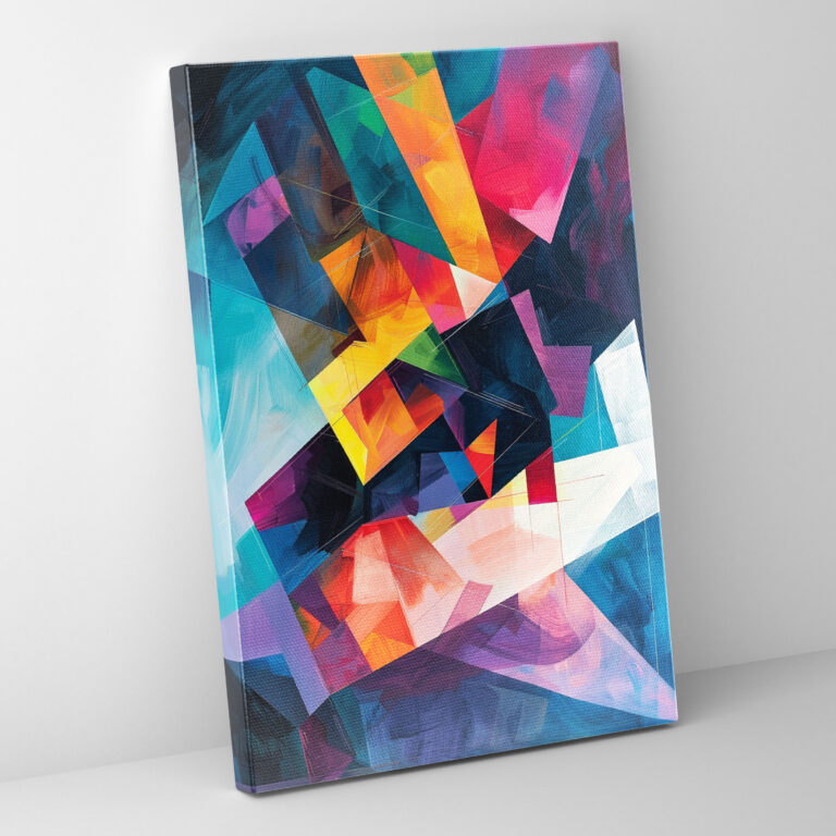 Cubaction Paintingism Geometric Shapes In Motion Canvas Print - Action Painting, Wall Decoration, Geometric Shapes, Modern Art