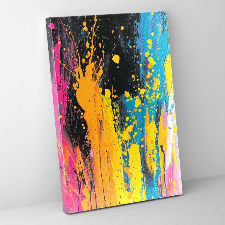 Action Painting Canvas Print - Vibrant Splashes - Action Painting, Wall Decoration, Home Decoration, Wall Art